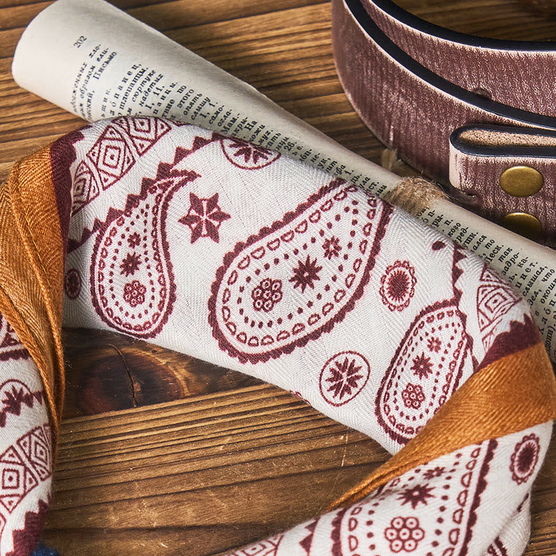 Fazzoletto da taschino con motivo anacardi a contrasto retrò e fibbia a fiore - image 5