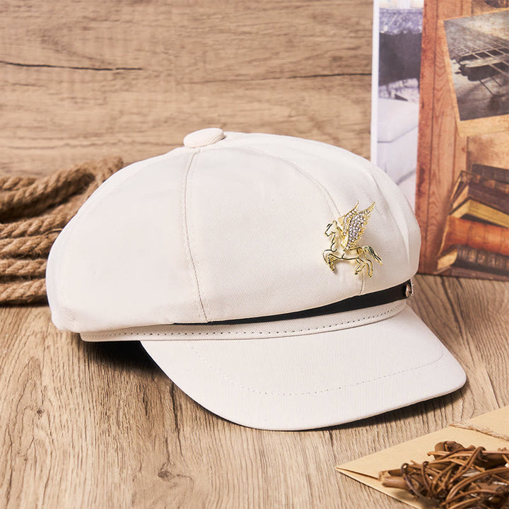 Cappello basco da donna con fibbia in metallo retrò dorato Pegaso - image 3