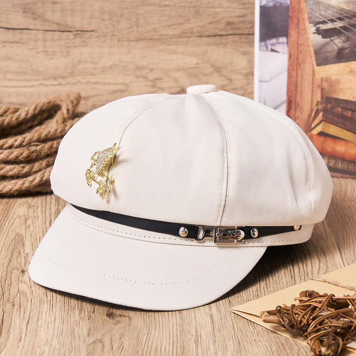 Cappello basco da donna con fibbia in metallo retrò dorato Pegaso - image 1