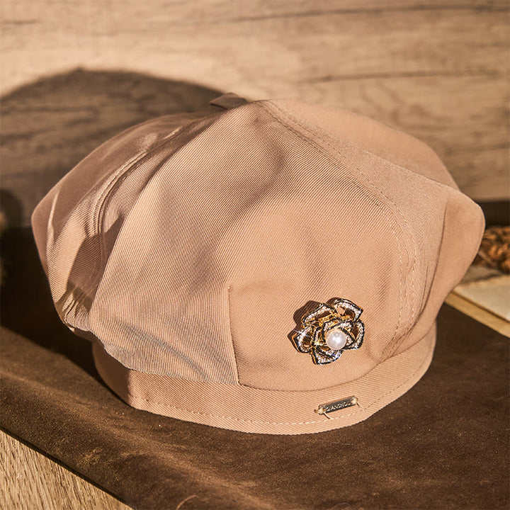 Cappello estivo da donna con perle e rose nere retrò - image 3