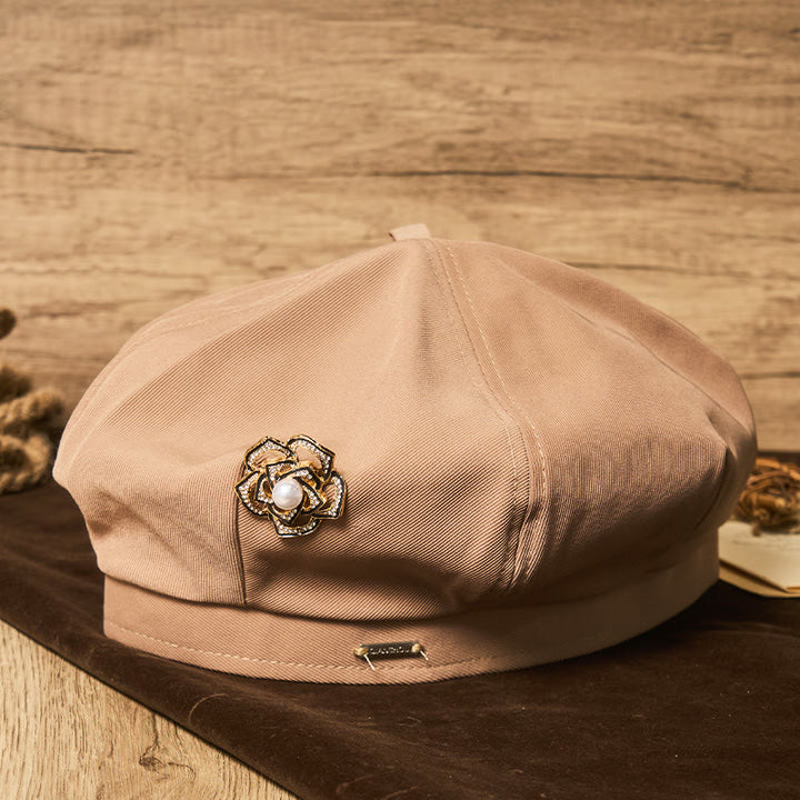 Cappello estivo da donna con perle e rose nere retrò - image 2