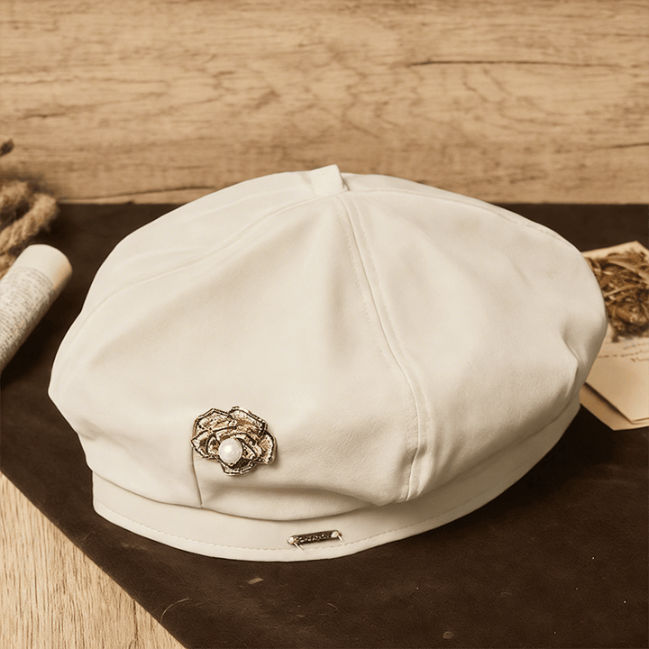 Cappello estivo da donna con perle e rose nere retrò - Beige - Regolabile (21 5/8"-23 1/4") - image 5