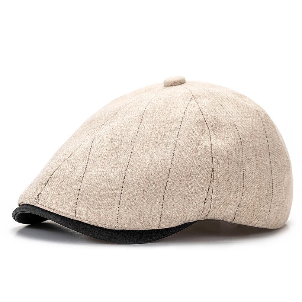 Cappello basco estivo retrò con tesa a contrasto e trama a righe - Bianco - Regolabile (22 1/2"-24") - image 0