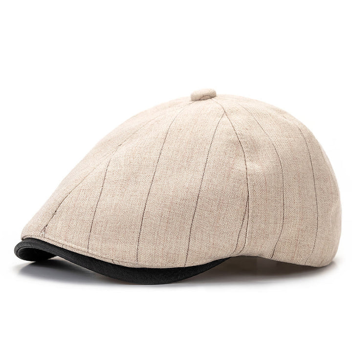 Cappello basco estivo retrò con tesa a contrasto e trama a righe - Bianco - Regolabile (22 1/2"-24") - image 0