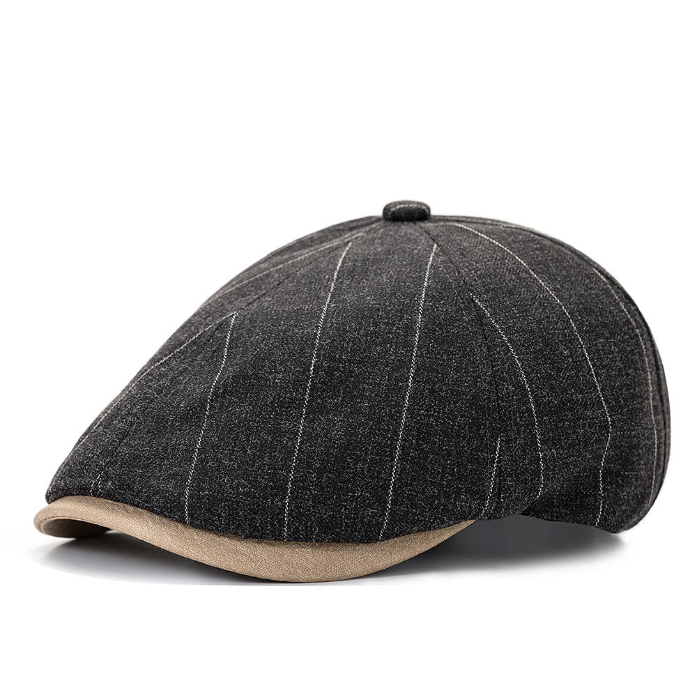 Cappello basco estivo retrò con tesa a contrasto e trama a righe - Grigio scuro - Regolabile (22 1/2"-24") - image 3