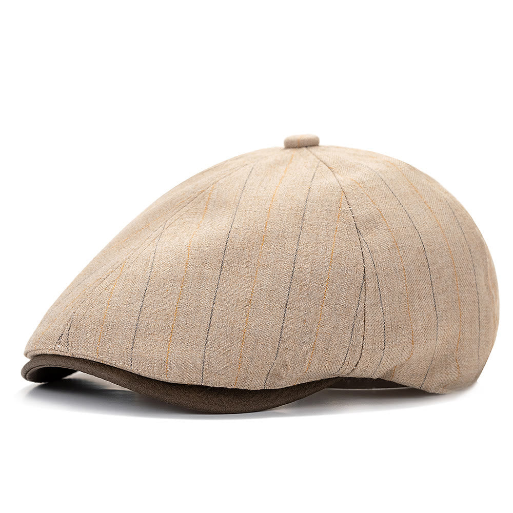 Cappello basco estivo retrò con tesa a contrasto e trama a righe - Beige - Regolabile (22 1/2"-24") - image 2