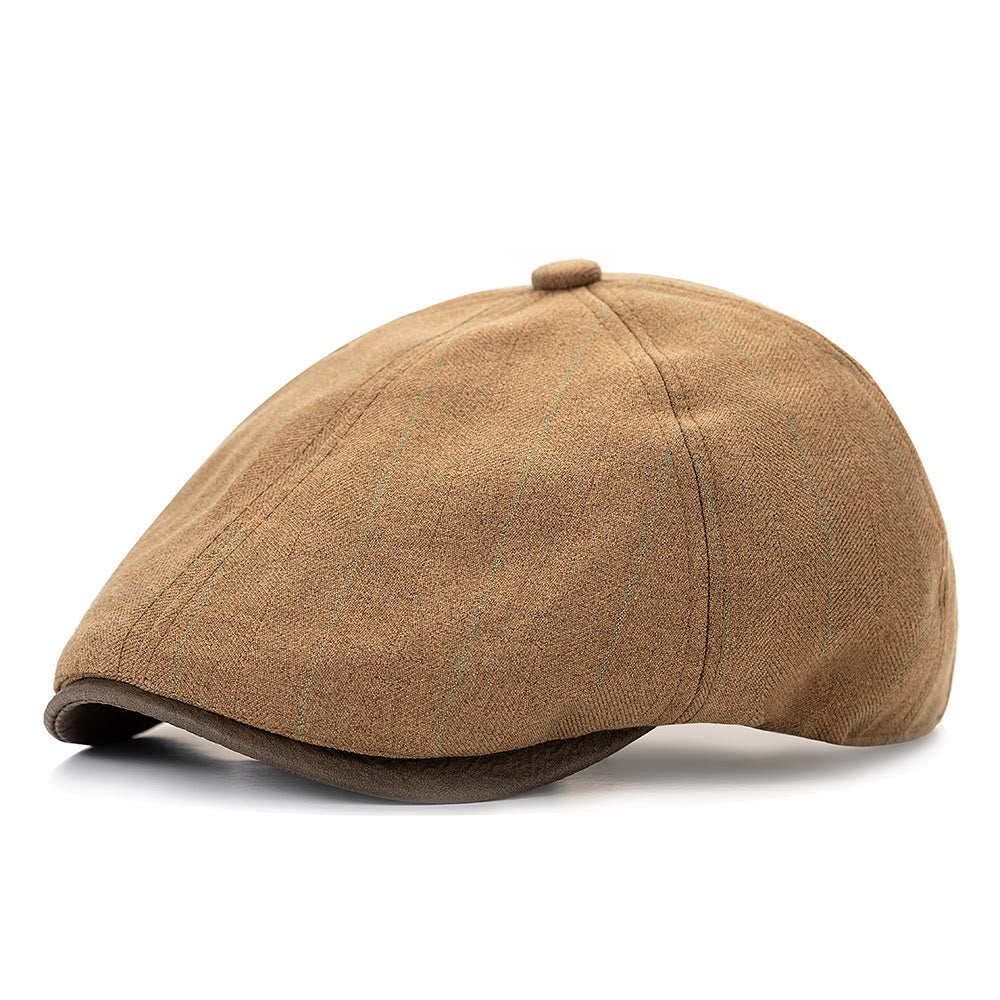 Cappello basco estivo retrò con tesa a contrasto e trama a righe - Cachi - Regolabile (22 1/2"-24") - image 1