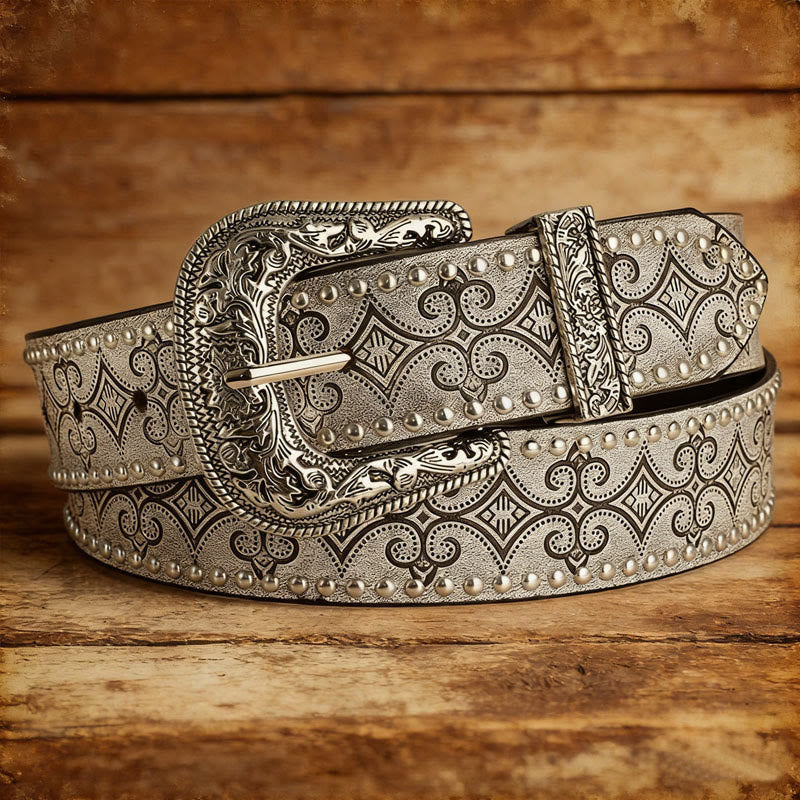 Cintura in pelle con fibbia decorativa modello western - Grigio - 36 - image 2