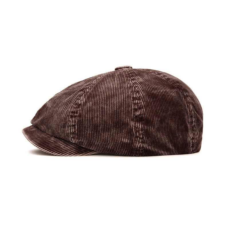 Cappello da giornalaio in velluto a coste tinta unita di ispirazione retrò - image 4