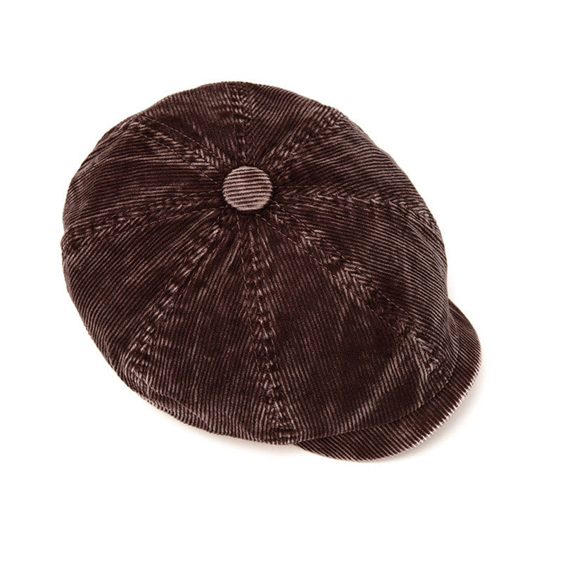 Cappello da giornalaio in velluto a coste tinta unita di ispirazione retrò - image 5