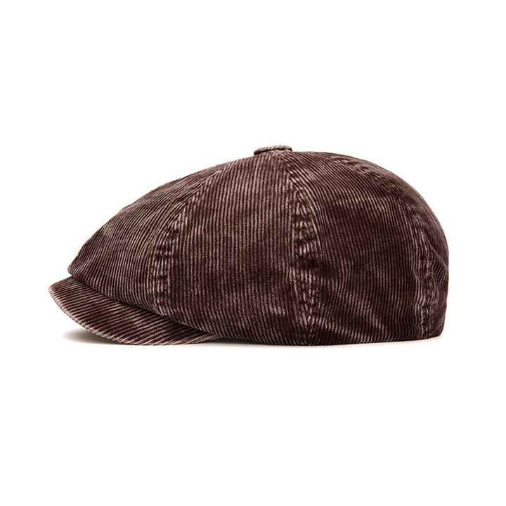Cappello da giornalaio in velluto a coste tinta unita di ispirazione retrò - image 4