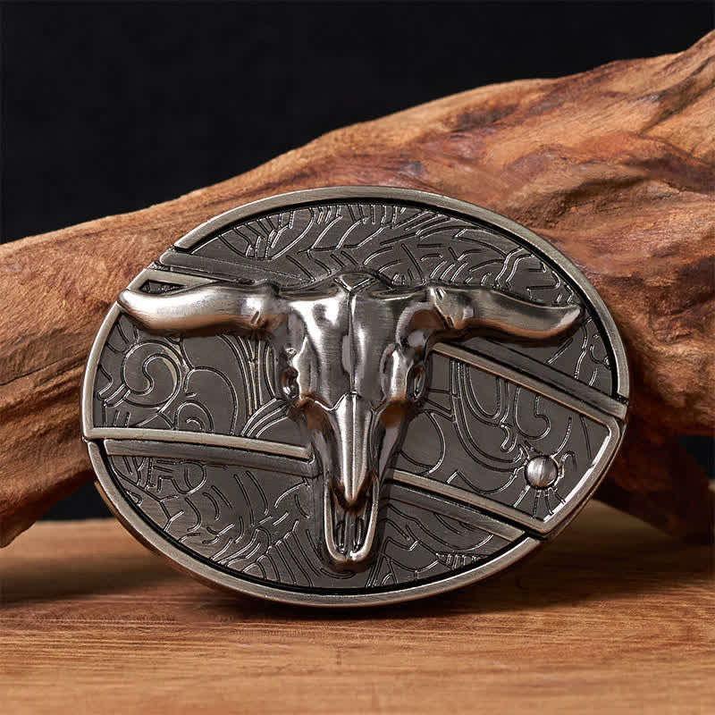 Cintura in pelle con fibbia pieghevole nascosta per coltello da rodeo fai da te da uomo - Corno lungo - Senza cintura - Cintura non inclusa - image 0