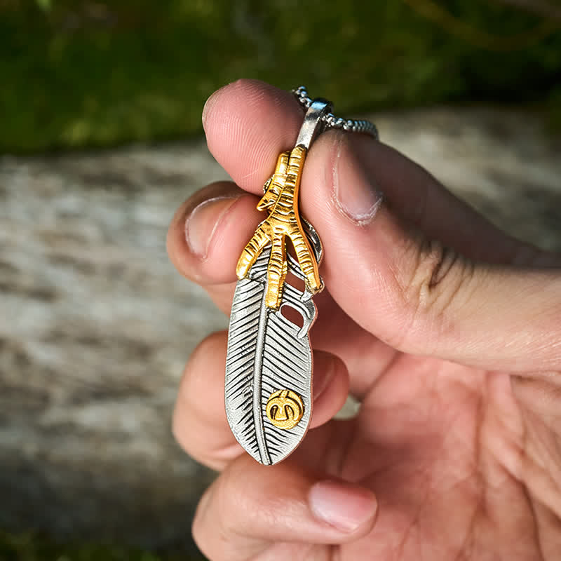 Collana con mini coltello pieghevole Eagle & Claw Feather - image 4