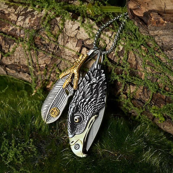 Collana con mini coltello pieghevole Eagle & Claw Feather - image 5