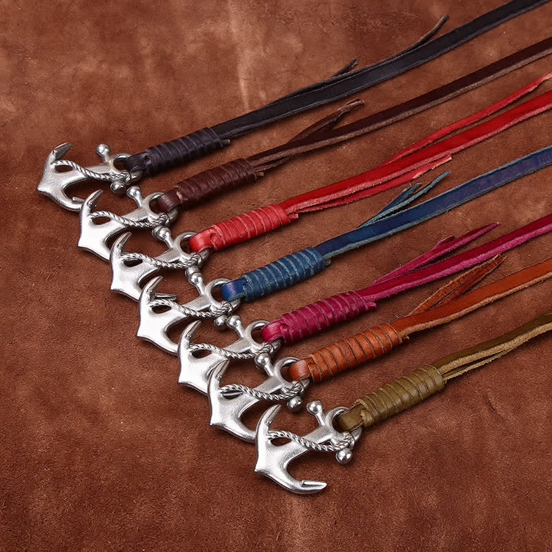 Cintura stretta in pelle da donna con fibbia vintage a forma di ancora nautica - image 1