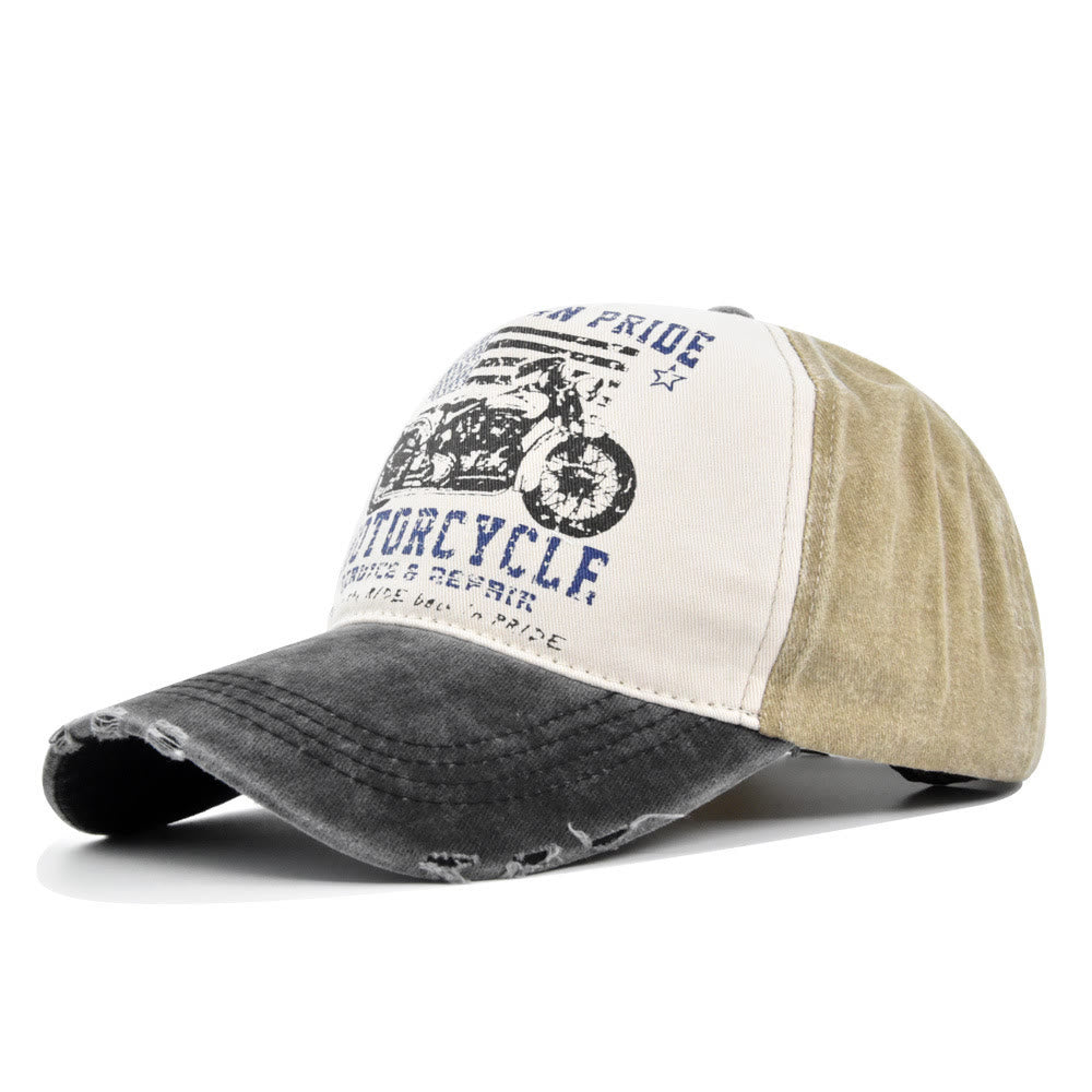 Cappellino da baseball color block con stampa motocicletta in stile vintage - Stile n. 2 - Regolabile (21 1/4''-23 5/8") - image 1