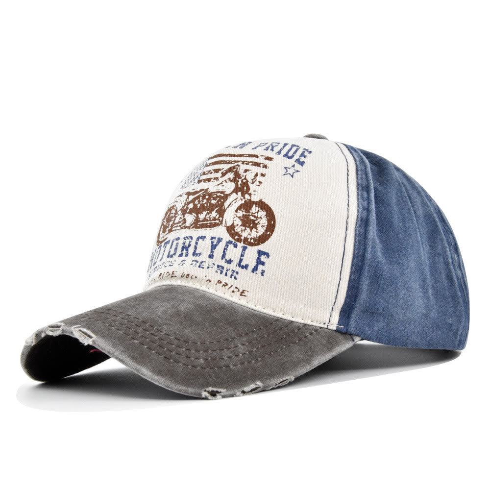 Cappellino da baseball color block con stampa motocicletta in stile vintage - Stile n. 1 - Regolabile (21 1/4''-23 5/8") - image 0