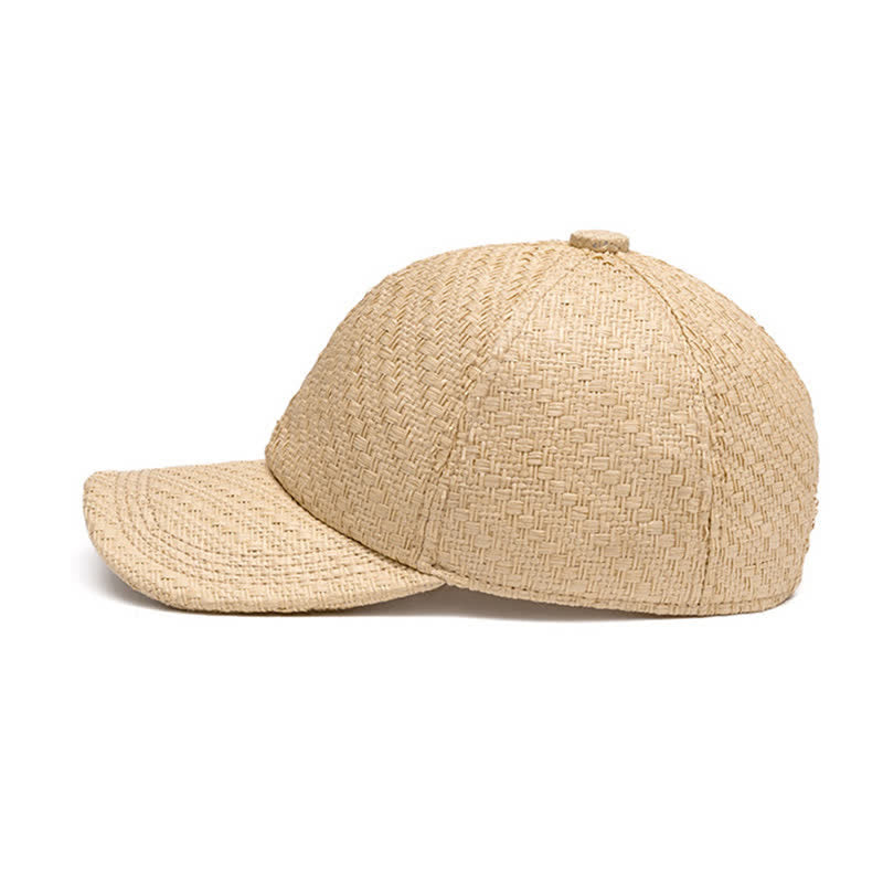Cappellino da baseball in paglia intrecciata, tonalità naturale estiva - image 5