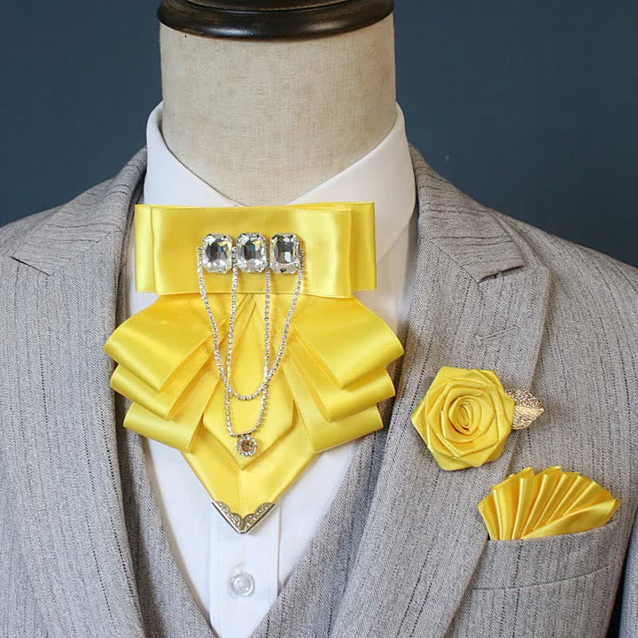 Set di 3 papillon con fiori di strass esagerati - Giallo - image 8