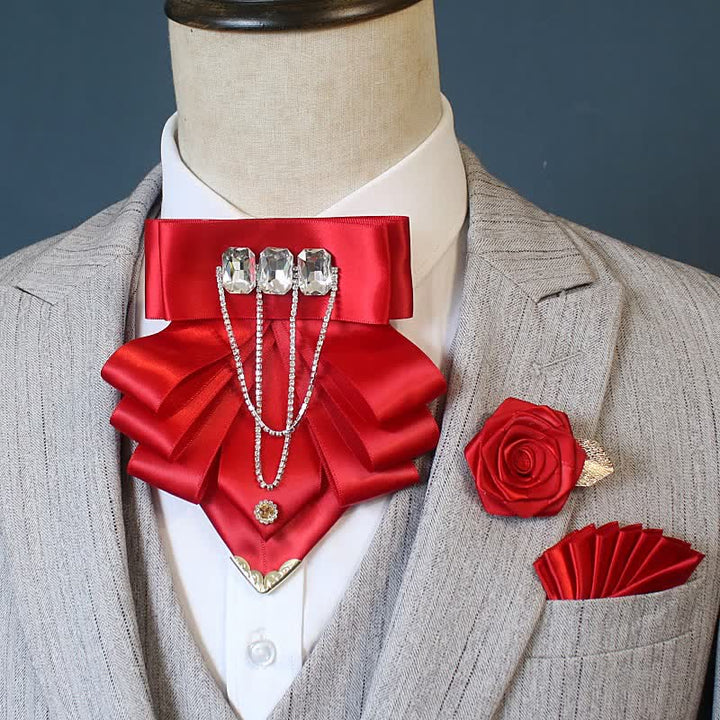 Set di 3 papillon con fiori di strass esagerati - Rosso - image 7