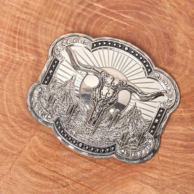 Cintura da uomo in pelle con fibbia in rilievo Western Desert Bullhead - image 1