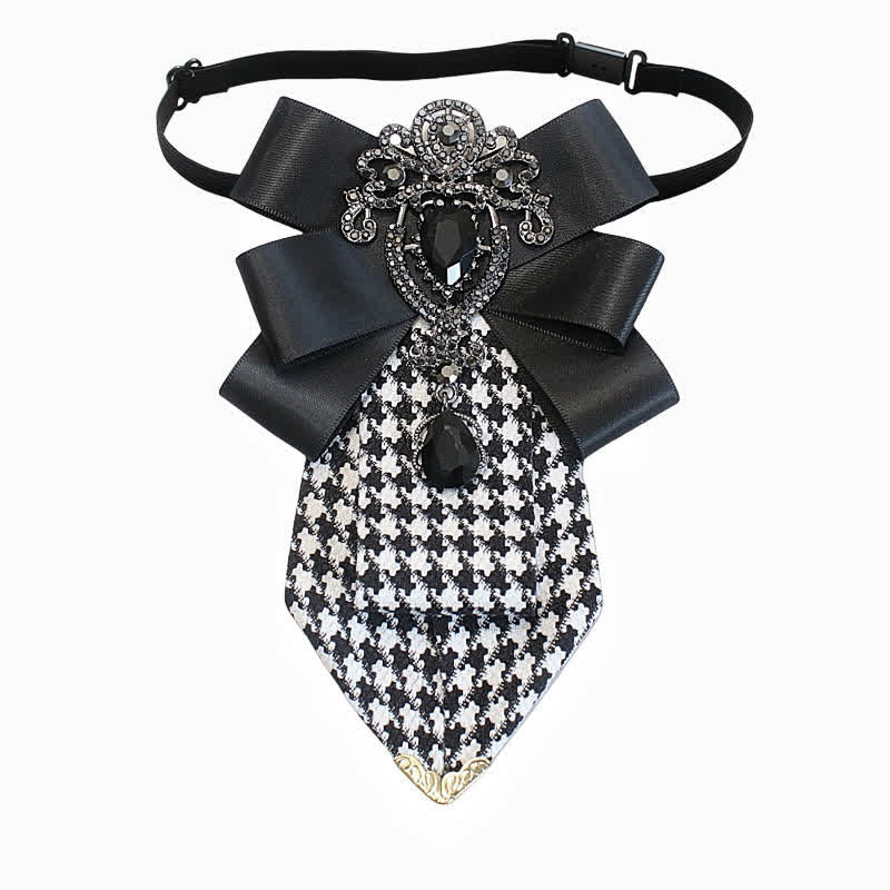 Cravatta da donna con motivo pied de poule e cristalli decorati - image 1