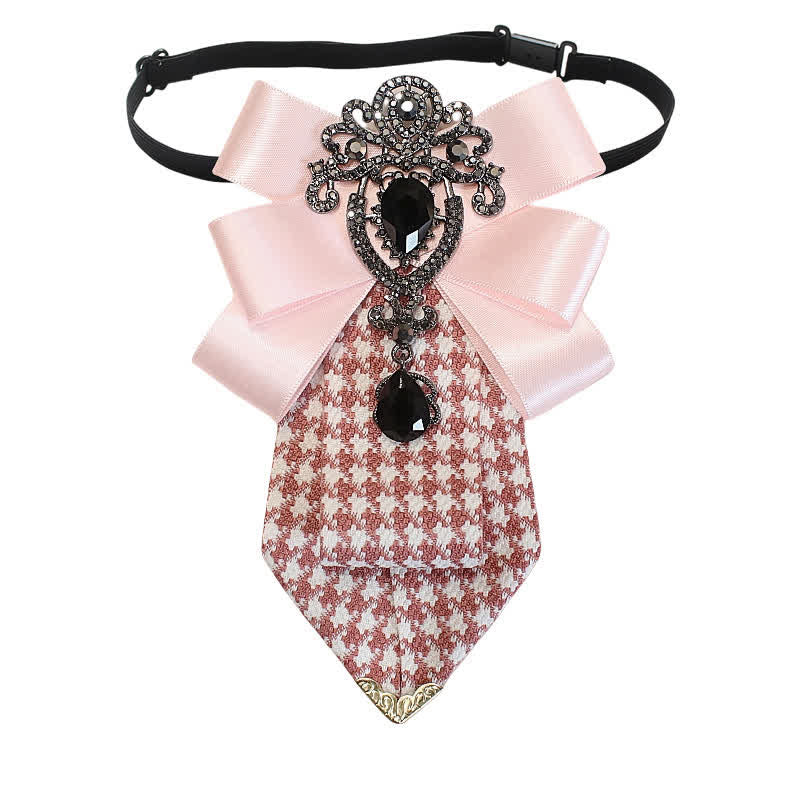 Cravatta da donna con motivo pied de poule e cristalli decorati - image 5