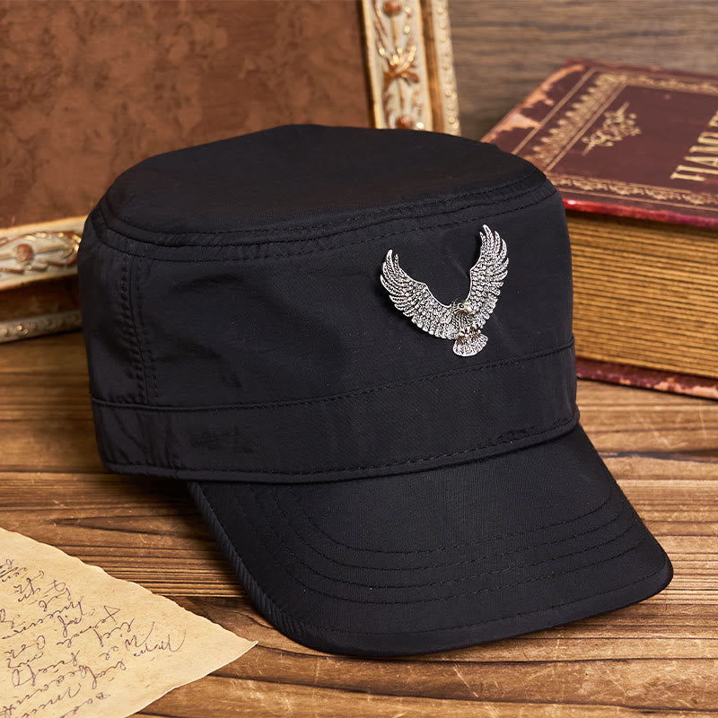 Cappello basco piatto da uomo con toppa vintage con aquila - Argento - 23 5/8" - image 3
