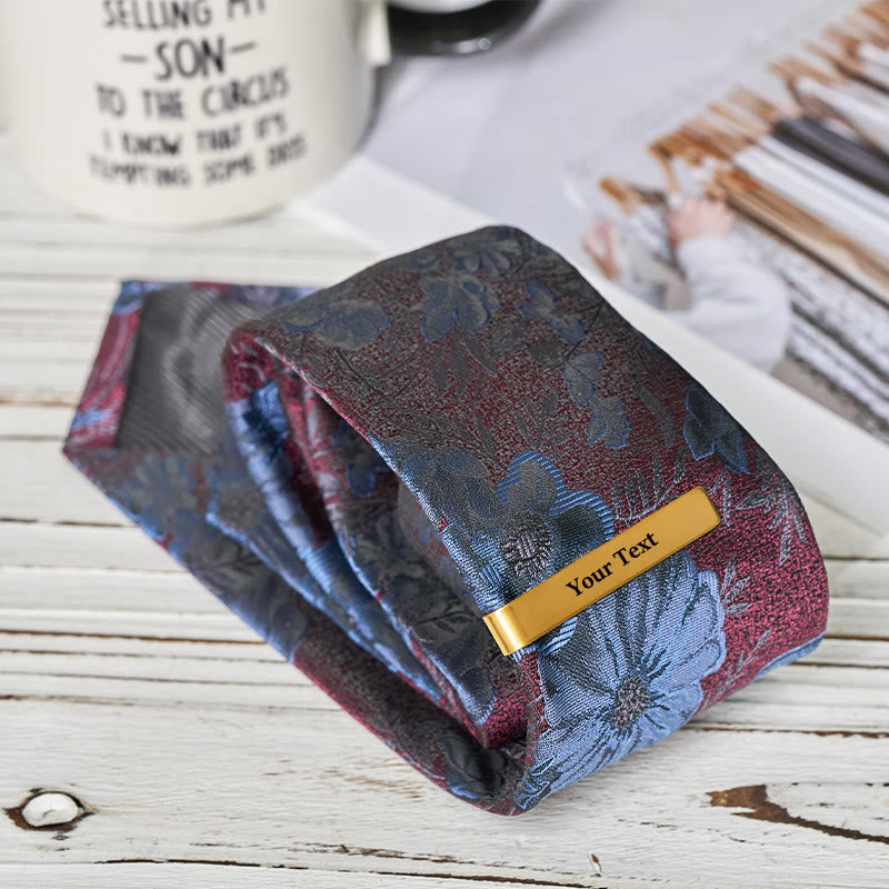 Set di cravatte e gemelli personalizzati da uomo in pietra arenaria blu di lusso - image 8