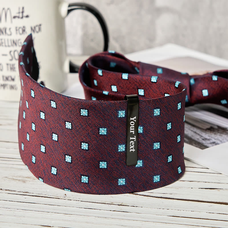 Set di cravatte e gemelli personalizzati da uomo in pietra arenaria blu di lusso - Stile n. 2 - Nero - image 3
