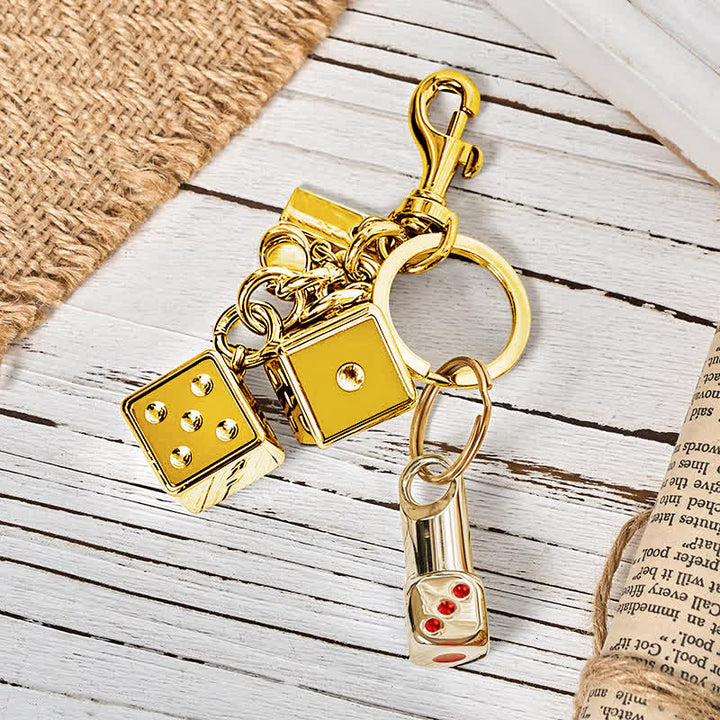 Portachiavi accendino tascabile ricaricabile a forma di mini dadi giocosi - Oro - image 8