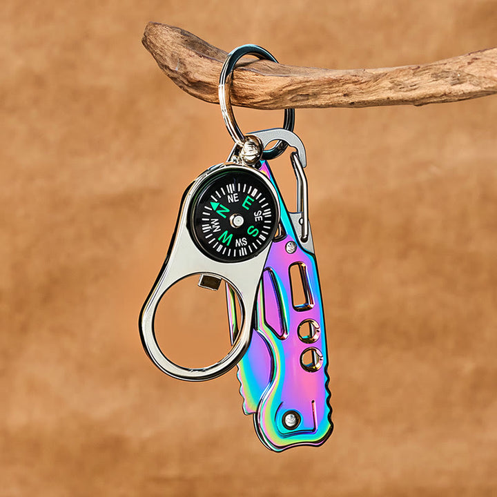 Portachiavi con bussola multifunzionale 3 in 1 e coltello pieghevole colorato - image 2