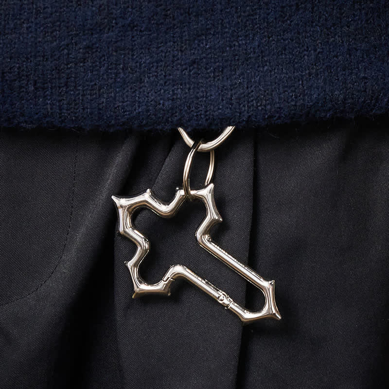 Portachiavi con accendino a cherosene a forma di croce con doppio anello e fiammifero - image 1