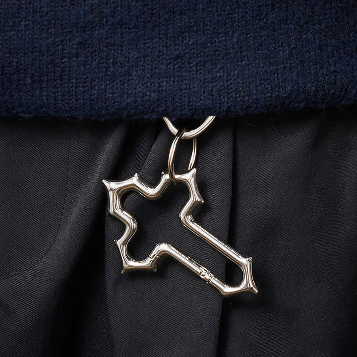 Portachiavi con accendino a cherosene a forma di croce con doppio anello e fiammifero - image 1