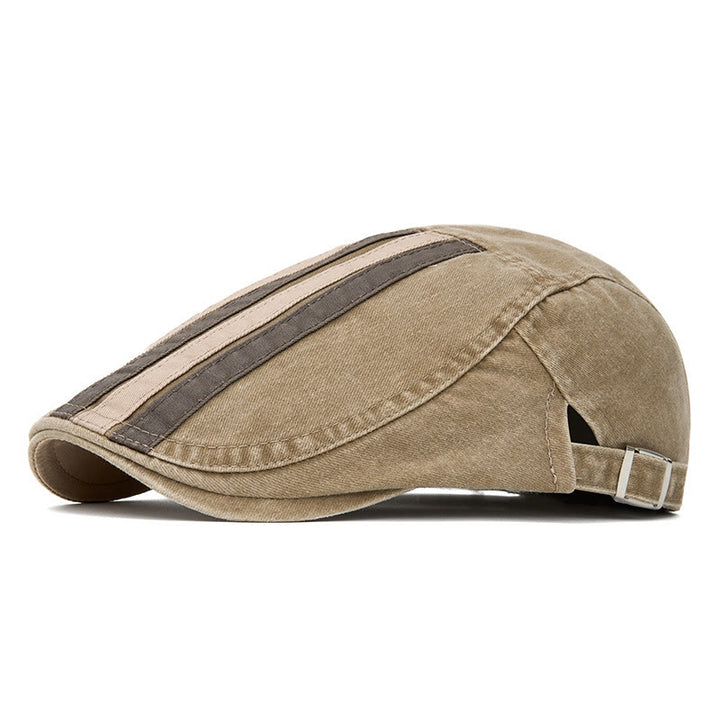 Cappello basco patchwork a righe lavato vintage estivo - Cachi - Regolabile (22"-24") - image 6