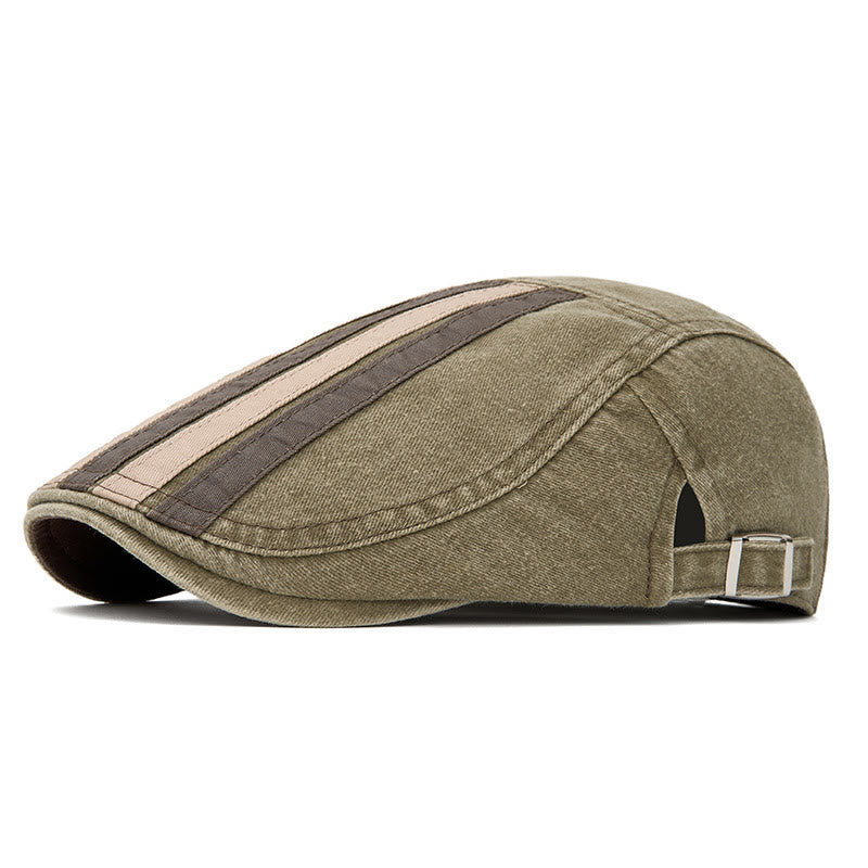 Cappello basco patchwork a righe lavato vintage estivo - Verde militare - Regolabile (22"-24") - image 8