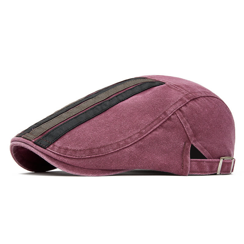 Cappello basco patchwork a righe lavato vintage estivo - Rosso - Regolabile (22"-24") - image 9
