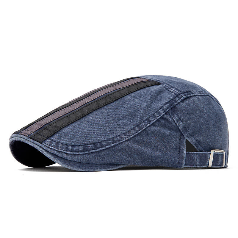 Cappello basco patchwork a righe lavato vintage estivo - Blu navy - Regolabile (22"-24") - image 5