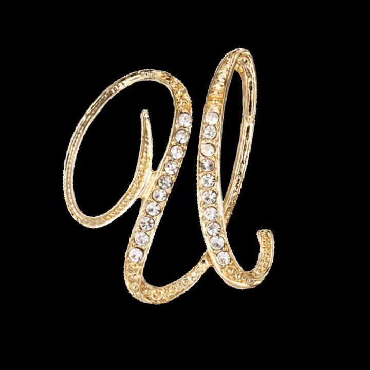 Spilla con iniziale in oro e argento e diamanti intarsiati - D'oro - U - image 18