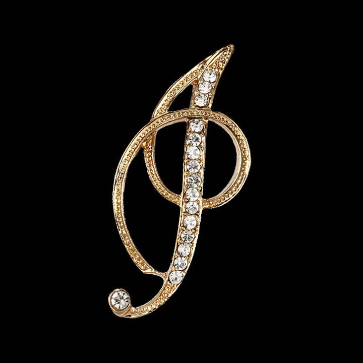 Spilla con iniziale in oro e argento e diamanti intarsiati - D'oro - I - image 7