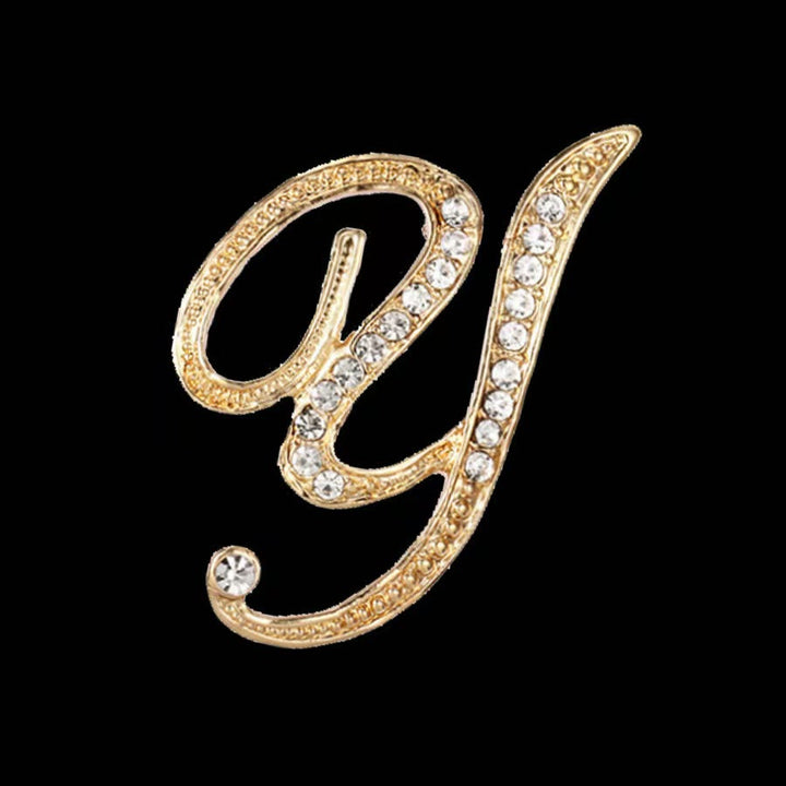 Spilla con iniziale in oro e argento e diamanti intarsiati - D'oro - Y - image 22