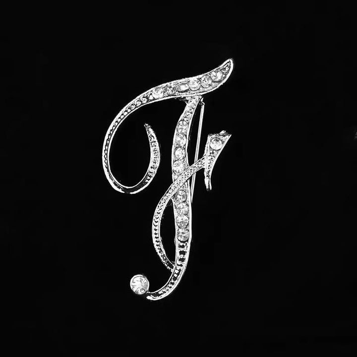 Spilla con iniziale in oro e argento e diamanti intarsiati - Argento - F - image 28