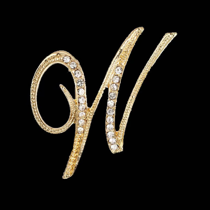 Spilla con iniziale in oro e argento e diamanti intarsiati - D'oro - W - image 20