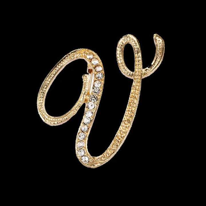 Spilla con iniziale in oro e argento e diamanti intarsiati - D'oro - V - image 19