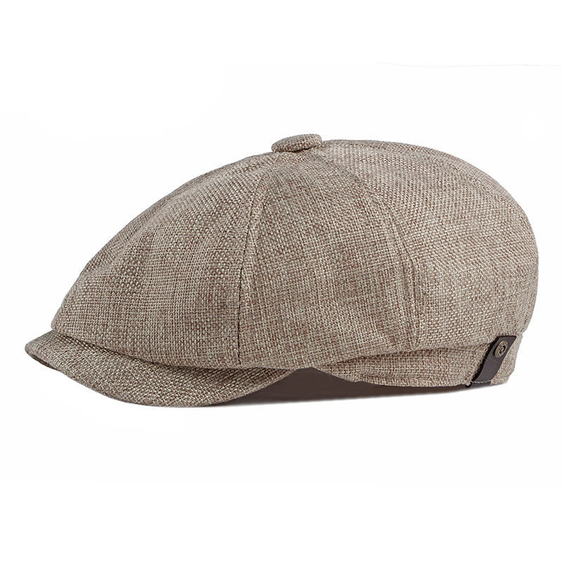 Cappello basco estivo in stile retrò britannico a tinta unita - Cachi - Regolabile (22"-24") - image 6