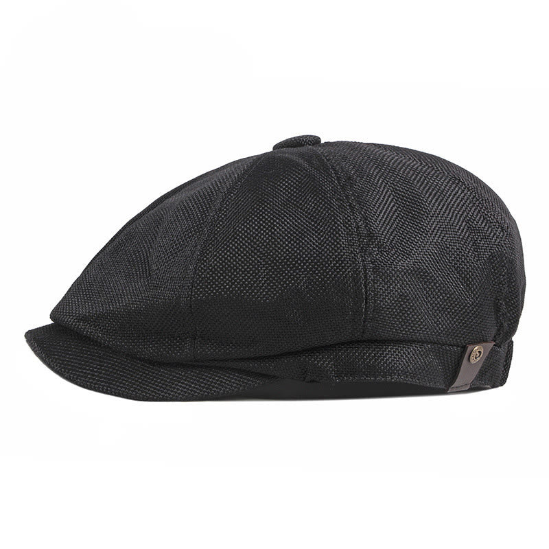 Cappello basco estivo in stile retrò britannico a tinta unita - Nero - Regolabile (22"-24") - image 3