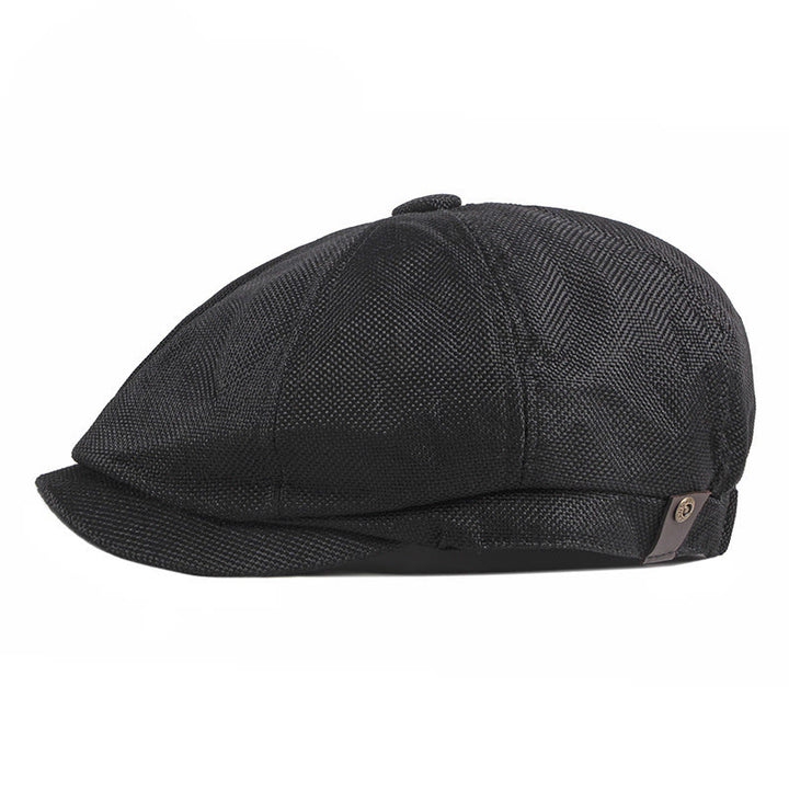 Cappello basco estivo in stile retrò britannico a tinta unita - Nero - Regolabile (22"-24") - image 3