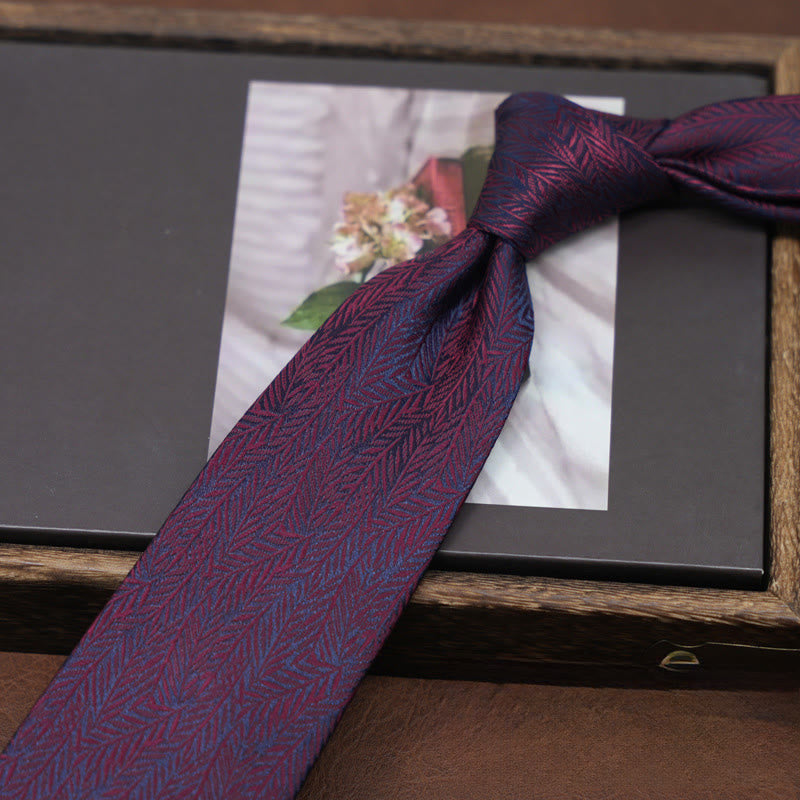 Cravatta da uomo in jacquard pregiato a spina di pesce rosso vino - Vino - image 0