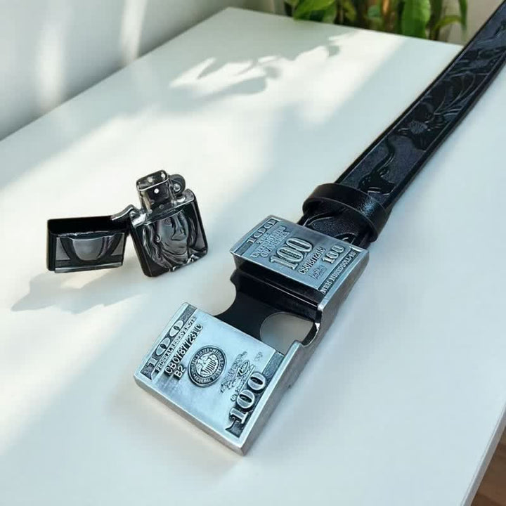 Cintura in pelle da uomo con banconota da un dollaro statunitense e accendino a cherosene nascosto - image 6