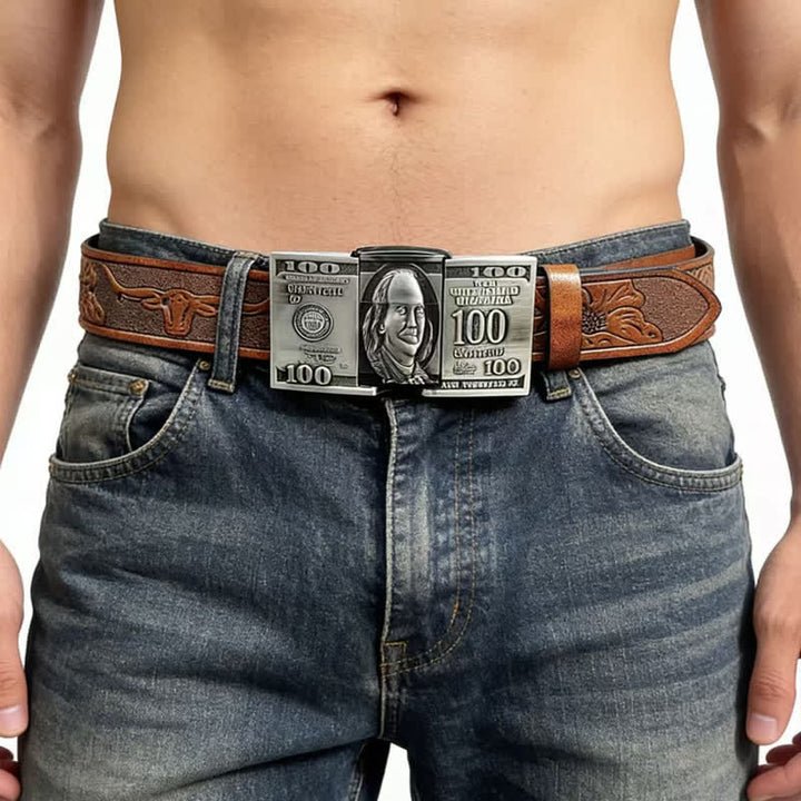 Cintura in pelle da uomo con banconota da un dollaro statunitense e accendino a cherosene nascosto - image 1